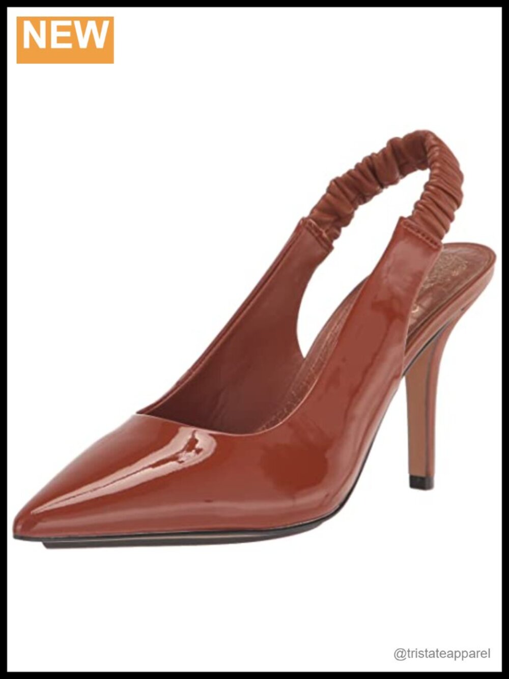 Leather Slingback Pump Stiletto Heel Pointed Toe Padded Slip On